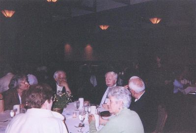 Reunion 1999 - Albany
Clockwise L to R: Arlene Holzman; Gerry Holzman, `54; Joe McCormack, `53; Jim Panton?, `53; Donna Palczak? Foreground, back to camera, Unidentified woman 
