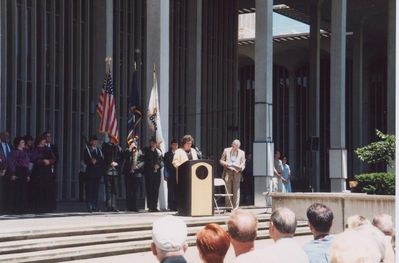 2001 Albany Mini Reunion Veterans Project Ceremony
June 9, 2001 Unveiling of Wall of Honor in the Main Library at University at Albany.
Joe Persico, `52, was Master of Ceremony
Background information provided by Bob Sage, `55

