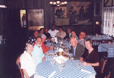 2003 Albany Reunion
L to R, from foreground: Joan and Mike LaMarca, `53; Lyn and Ed Bonahue, `53; Cathy and Bob Giammatteo, `53; Franz Zwicklbauer, `62; Vivian Schiro Benenati, `56 and Tom Benenati, `53; Barbara and Hal Smith, `53; Jim and Georgiana Panton, `53
