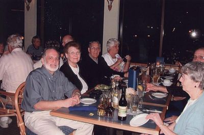 2004 Fort Meyers Beach February Mini Reunion of `53
L to R: Mike LaMarca; Barbara Smith; Tom Benenati; Lyn Bonahue; Hal Smith (partially hidden); Joan LaMarca
