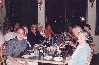 2004 Fort Meyers Beach February Mini Reunion of `53
L to R: Mike Lamarca; Barbara Smith; Tom Benenati; Lyn Bonahue; Bob Giammatteo; Cathy Giammatteo; Vivian Schiro Benenati, `56; Hal Smith; Joan LaMarca
