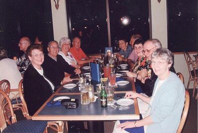 2004 Fort Meyers Beach February Mini Reunion of `53
L to R: Barbara Smith; Tom Benenati; Lyn Bonahue; Bob Giammatteo; Cathy Giammatteo; Ed Bonahue; Vivian Schiro Benenati, `56; Hal Smith; Joan LaMarca
