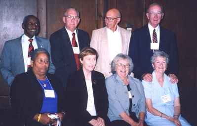 Mayville Potter Reunion - 2005 1952
Seated, L to R: Ruby Joy; Mary Anne Fitzgerald Lanni; Sally Schaertl; and Pat Yole
Standing, L to r: Dan Joy; Bob Lanni; George Schaertl; and Tom Yole
