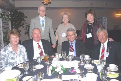 2006 Reunion 75th Anniversary 1954 1955 Table
Seated, L to R:  Cathy Coan; Bob Coan, `55; Don Capuano, `55; Ed Franco, `55
Standing, L to R:  George Wood, `54; Arline Lacey Wood, `54; Anne Franco
