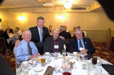 Saturday Banquet
L to R: Doug Penfield, 60; Ross Dailey, 58; Eric Kafka. 60; Ron Graves, 58

Doug Penfield is a Myskania Plaque Honoree.
