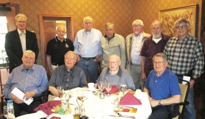 2019 Albany Spring Luncheon at Avila Senior Center
Seated: Ron Graves, `58, Pres.; Paul Ward, `53, Pres.; Bob Umholtz, `51; Peter Schroeck, `65;
Standing: Doug Davis, `69; Fred Culbert, `65, Pres. ; Dick Fairbank, `66; Vince Aceto, `53; Bernie McEvoy, `57; Gene McLaren, `45; John Schneider, `65, Pres.
Photo by Jack Higham, `57
Discussion Topics - Status and Future for: Web Site and Membership Database; Potter Bank Account; Potter Memorial Room and Fund Raising
Next Albany Luncheon set for Tuesday, October 22, 2019
