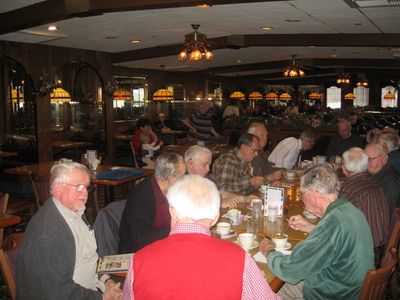 2009 Albany Luncheon at 76 Diner Dec 16
From the Left: Frank McEvoy; Milan Krchniak; Ted Bayer; Joe Zanchelli; Jim Panton; Claude Palczak (back to camera)
From the right: Carlton Coulter; 
